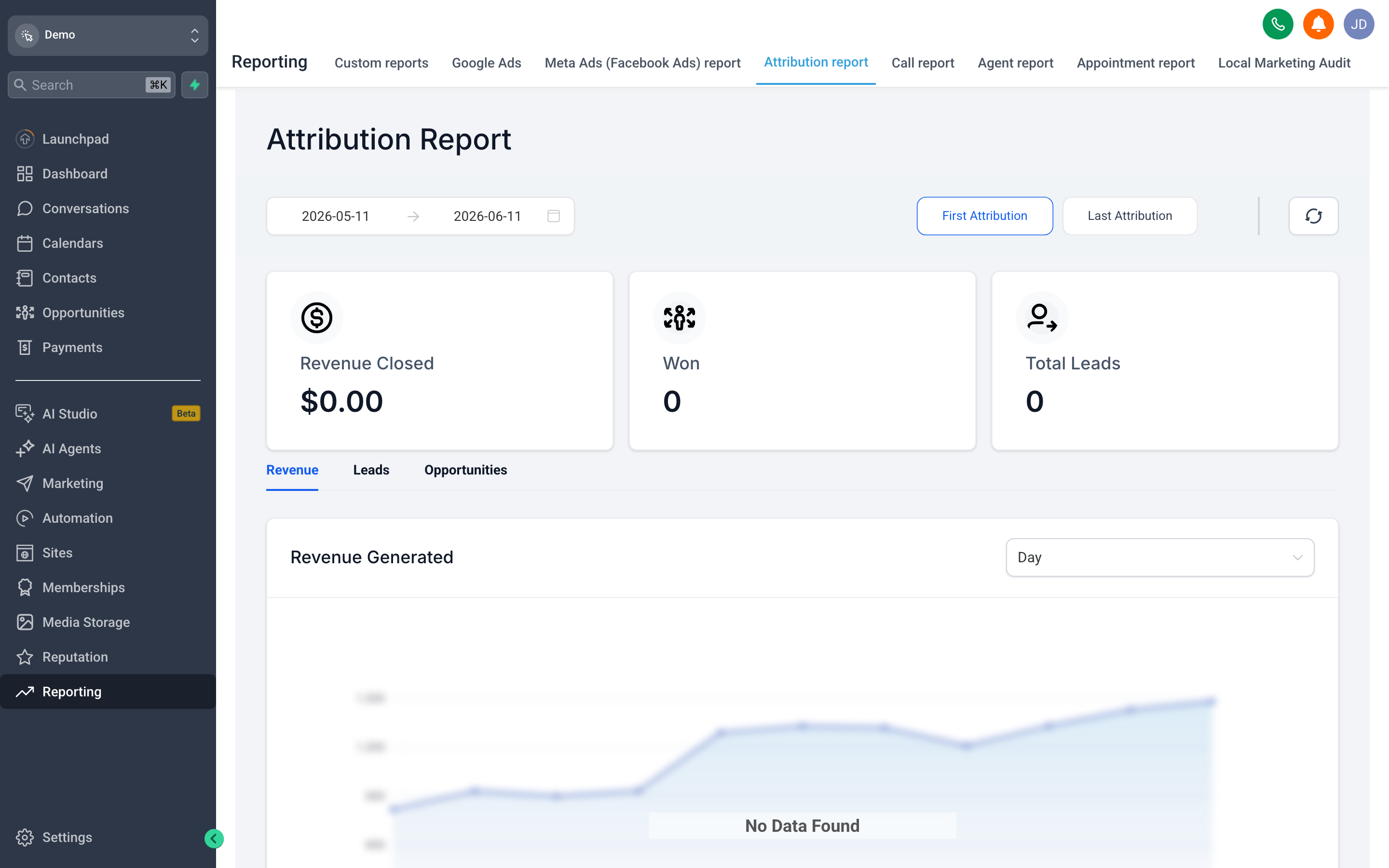 Attribution Reporting in {{brandName}} — See exactly where your leads and sales come from — which sources and campaigns drive revenue — with session-level detail and export.